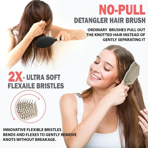 Miniatura 2 de Fiora Naturals - Cepillo desenredante para cabello - 100% ecológico con cerdas ultrasuaves - Desliza a través de los nudos con facilidad - Para