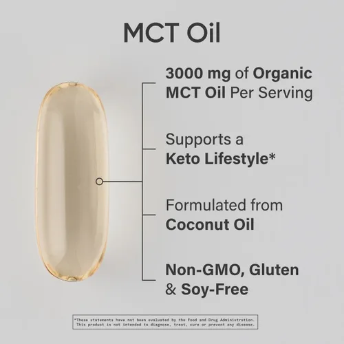Miniatura 2 de Sports Research Cápsulas de aceite MCT derivadas de aceite de coco, combustible Keto para el cerebro y el cuerpo, alta potencia 3000 mg Derivado
