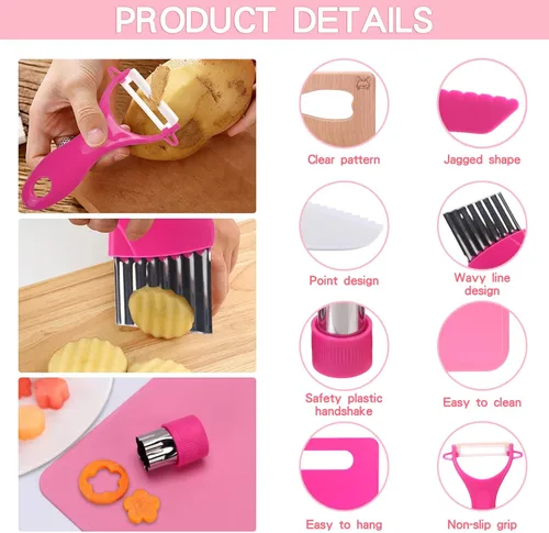 Miniatura 4 de Montessori Herramientas de cocina juguetes regalos para niños y niñas de 4 5 6 7 8 9 10 años de edad, juego de cuchillos seguros de cocina real