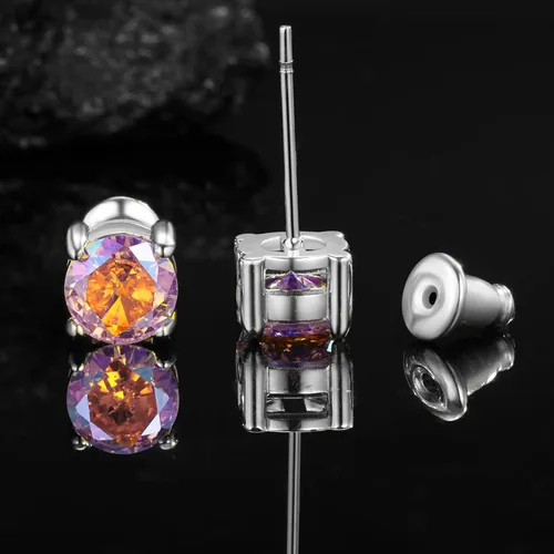 Miniatura 3 de Aretes de titanio con circonita cúbica especial de arcoíris, hipoalergénicos para orejas sensibles