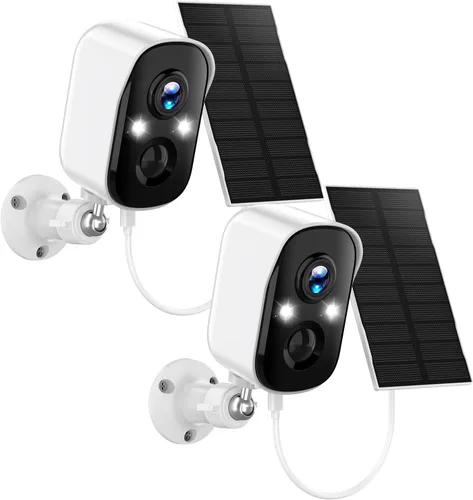 Cámaras de seguridad solar Sofiwaa inalámbricas para exteriores, cámara solar 2K inalámbrica para el hogar, 2.4GHz WiFi, visión nocturna a color,