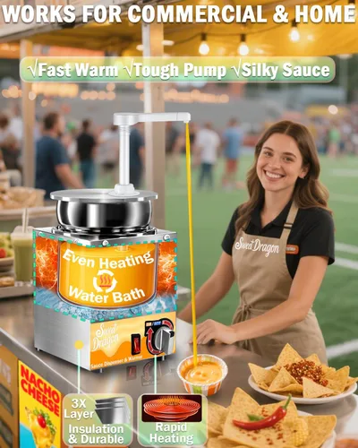 Miniatura 2 de Dispensador de queso Nacho, dispensador de queso nacho de 4.6 cuartos de galón con bomba, calentador de queso de dulce de azúcar caliente de acero
