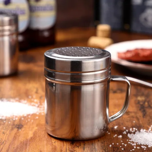 Miniatura 5 de DOITOOL Coctelera de acero inoxidable, 2 unidades, agitador de azúcar en polvo con asa, salero y pimentero con tapa para barbacoa, cocina