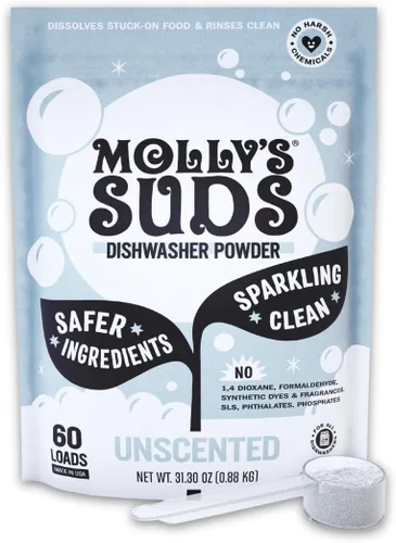 Miniatura 9 de Molly's Suds Polvo para Lavavajillas Detergente Limpio para Lavavajillas, Corta la Grasa y Enjuaga Limpio (Sin Residuos) para Platos Relucientes