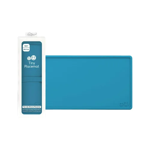 ezpz Mantel individual pequeño (azul) – 6 meses + – Antideslizante, 100% silicona individual para bebés y niños pequeños – Se adapta a la mayoría de