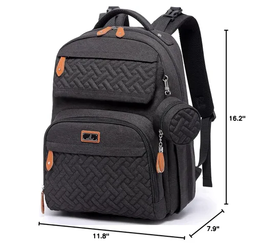 Miniatura 10 de BabbleRoo Mochila para pañales – Bolsa de pañales grande de viaje para bebé con cambiador, bolsas de bebé impermeables para mamá y papá, bolsas Negro