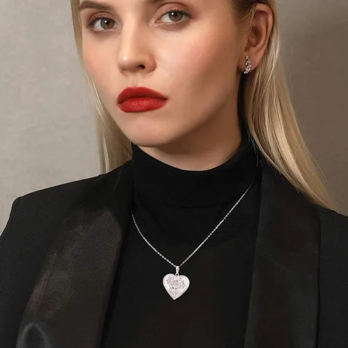 Miniatura 2 de U7 Custom Photo Locket Necklace - Oval & Heart Shaped Locket - GoldSilverRose Gold Personalized Image Necklaces for Women