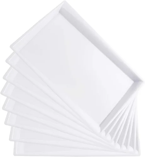 Miniatura 8 de I00000 Paquete de 6 bandejas de servir de plástico con purpurina dorada, 15" x 10" bandejas de comida onduladas, bandejas de servir desechables