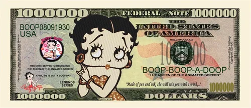 Miniatura 2 de American Art Classics Paquete de 100 billetes – Betty Boop $ Million Dollar$ Novedad Billete coleccionable – Edición limitada coleccionable – El