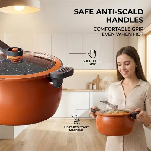 Miniatura 3 de Olla a presión antiadherente multifuncional de gran capacidad, tapa de vidrio visible de 8 cuartos de galón mejorada 2026 con mango antiquemaduras