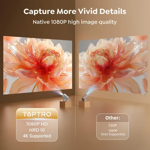 Miniatura 3 de Soporte 4K, enfoque automático, soporte ajustable de 360°: proyector inteligente 4K con WiFi 6 y Bluetooth5.2, mini proyector portátil nativo 1080P