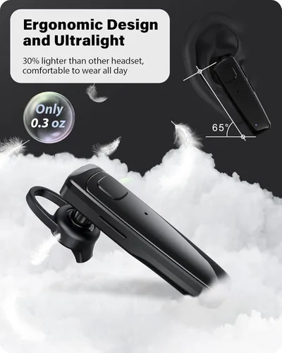 Miniatura 6 de ADADPU Auricular Bluetooth - V5.0 Auricular inalámbrico manos libres con micrófono dual incorporado y cancelación de ruido, 10 días de espera y 16