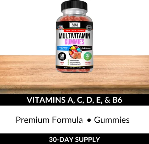 Miniatura 5 de Kaya Naturals Gomitas multivitamínicas para adultos, biotina, vitamina A, C y E, incluyendo zinc y vitamina B-12, ácido fólico, sabor a fresa