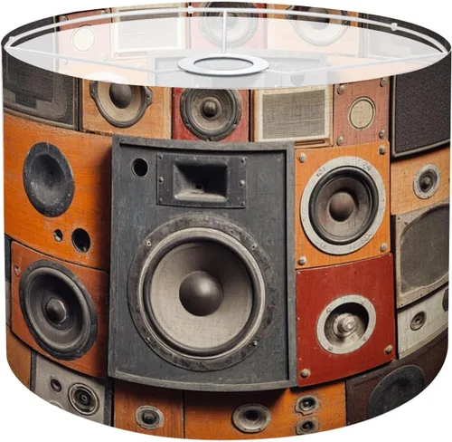 Pantalla de lámpara, estilo retro vintage, altavoces de sonido musical, pantallas de tambor para lámparas de pie, lámpara colgante, lámparas de