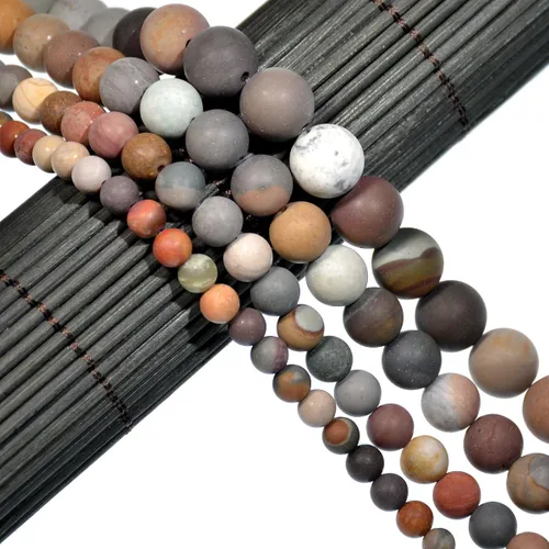 Miniatura 27 de AD Beads Hermosas cuentas sueltas redondas de piedras preciosas mate naturales de 0.157-0.472 in (0.315 in, 33 amazonita mate)