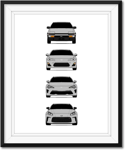 Miniatura 21 de Custom Car Posters Póster hecho a mano compatible con Toyota (Scion) FR-S 86 generaciones e impresión de Toyota 86 Trueno FR-S GR86 AE86 Scion