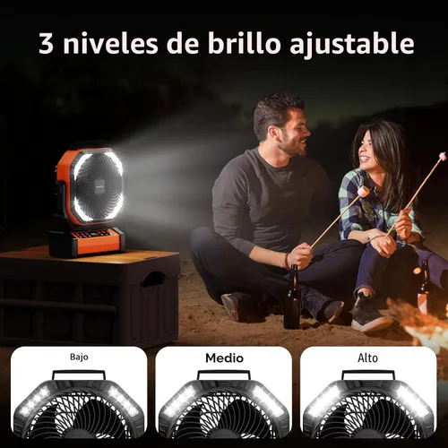Miniatura 6 de Socool Ventilador de campamento con luz, ventilador de batería recargable de 20000 mAh con control remoto, 112 horas y 8 velocidades, pantalla