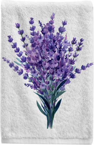 ALAZA Toallas de mano con ramo de acuarela color morado lavanda, 100% algodón, suaves, decorativas, para baño, juego de toallas de baño absorbentes