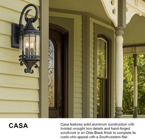 Miniatura 4 de Hinkley Casa Collection - Soporte de pared pequeño para exteriores con una sola luz, lámpara exterior negra Olde - Cristal semillero transparente