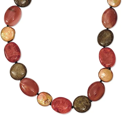 Miniatura 10 de Collar de plata de ley 925 con diseño de ojo de tigrecornalina coral reconsaintperlas cultivadas en agua dulce dije de piedra natural concha madera