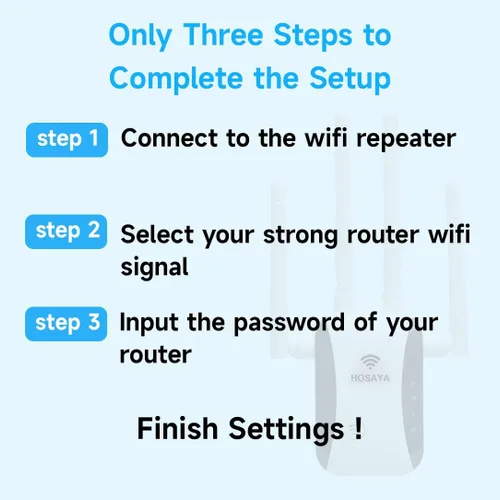 Miniatura 6 de Extensor WiFi repetidor WiFi amplificador de señal para área de hasta 10000 pies cuadrados y 50 dispositivos, antena WiFi externa x 4, puerto RJ45 x