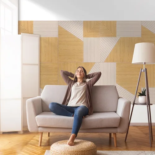 Miniatura 8 de Paquete de 6 paneles acústicos para pared (cada uno de 23.6x23.6 pulgadas) - Reducción de ruido de 25dB, autoadhesivo color marrón Decoración