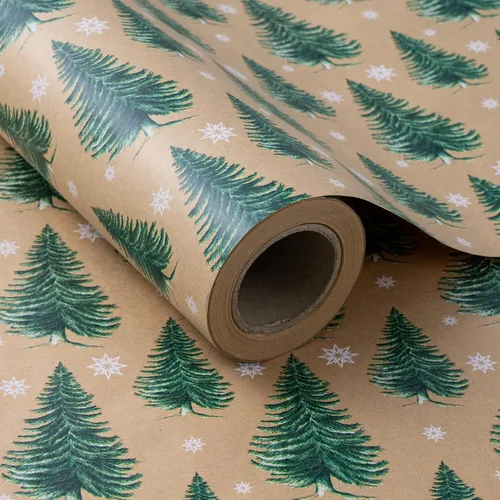 Miniatura 10 de RUSPEPA Papel de regalo de Navidad, papel Kraft, diseño navideño con muñeco de nieve, 24 pulgadas x 100 pies, rollo jumbo