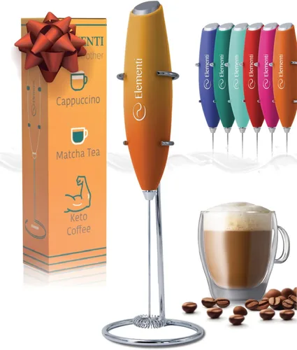 Miniatura 17 de Elementi Espumador de leche eléctrico de mano - Crea café cremoso, delicioso matcha y bebidas perfectas - Batidor compacto y mezclador con soporte