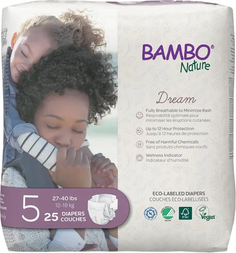 Miniatura 28 de Bambo Nature Pañales hipoalergénicos Dream Baby, pañales sostenibles con etiqueta ecológica de primera calidad, protección mejorada contra fugas