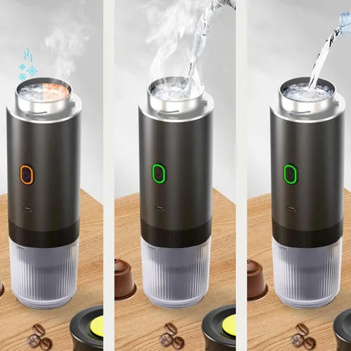 Miniatura 8 de Cafetera eléctrica portátil, cafetera de viaje autocalentable con diseño de cápsula, presión de 15 bares, material, cafetera para viajes, oficina