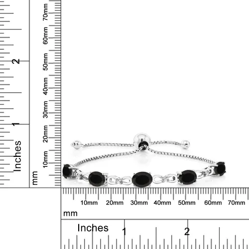 Miniatura 97 de Gem Stone King Pulsera de tenis de diamantes cultivados en laboratorio con piedra natal de 3-6 quilates para mujer, plata de ley 925, ovalada
