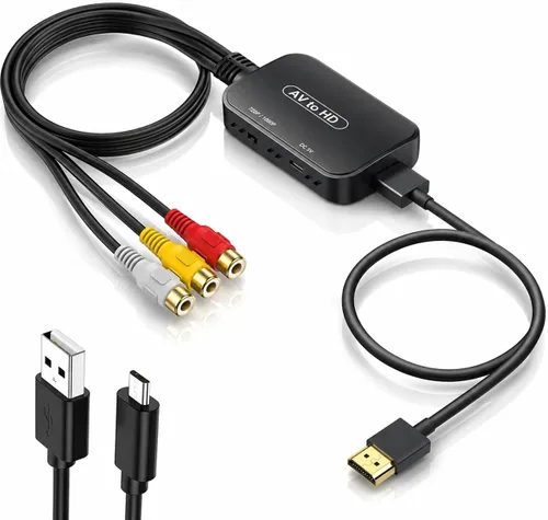 Adaptador RCA a HDMI, convertidor AV a HDMI, convertidor de audio compuesto RCA a HDMI para PS1, PS2, PS3, STB, Xbox, VHS, VCR, reproductores de DVD