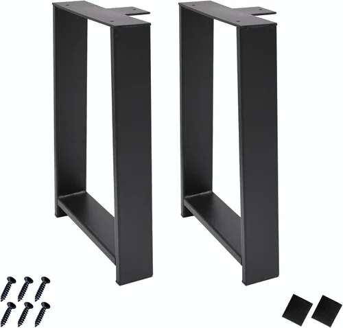 Juego de 2 patas de metal resistente para mesa de muebles de 16 pulgadas de altura, color negro, de hierro forjado tipo H, patas resistentes