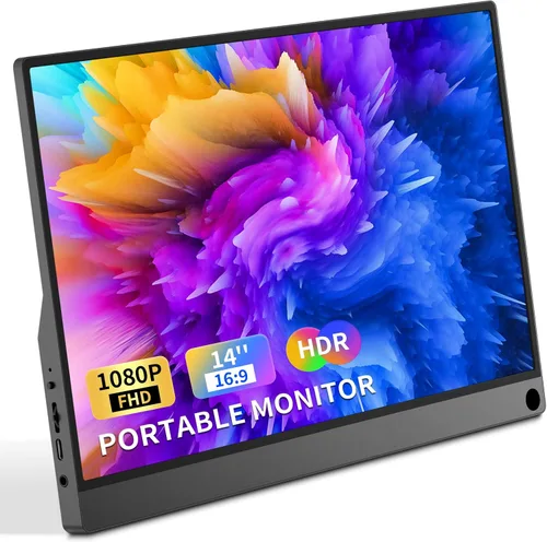 Miniatura 7 de Monitor portátil de 13.3 pulgadas 1080P USB-C HDMI Ultra Slim Monitor de viaje con cubierta protectora y altavoces, pantalla externa Plug & Play