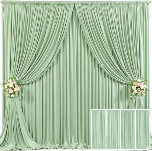 Miniatura 51 de Cortina de fondo beige de 10x10 para bodas y fiestas, cortina de fondo beige sin arrugas para fotos, cortinas de fondo para decoración de baby Gris
