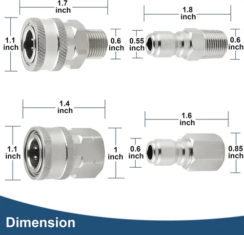 Miniatura 4 de Raincovo Lavadora a Presión de Conexión Rápida de 3/8 Pulgadas, Accesorios para Lavadora a Presión, Juego de Adaptadores de Acero Inoxidable, Rosca