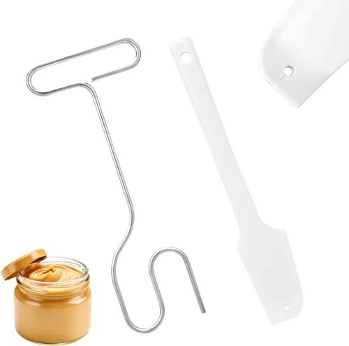Miniatura 8 de Mezclador de mantequilla de maní y espátula de silicona, agitador de mantequilla de nuez de acero inoxidable con herramienta de mango