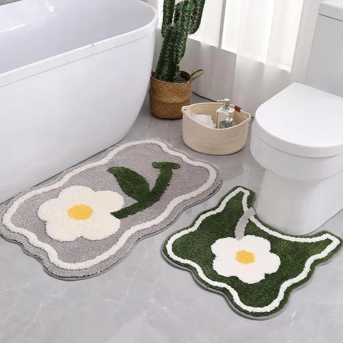 Miniatura 13 de PTAEXCEL Bonita alfombra de baño, 32 x 20 pulgadas, extra suave, color rosa, alfombra de área de flores de alta absorción, antideslizante, lavable a