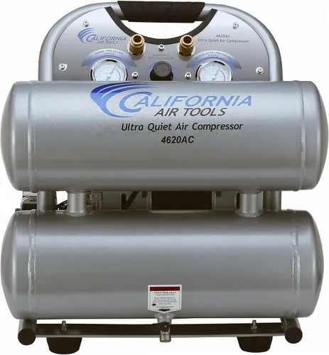 California Air Tools AT-4620AC Compresor de aire eléctrico portable con tanque doble de aluminio 2.0, de 4 galones, ultra silencioso y sin aceite,