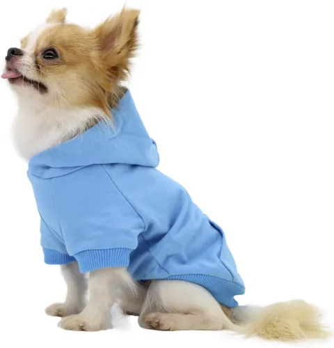 Miniatura 2 de LOPHIPETS Sudaderas con capucha de algodón para perros pequeños, chihuahua, ropa para cachorros, abrigo para clima frío, color azul Cambridge
