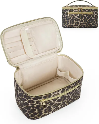 Miniatura 20 de Wandering Nature Bolsa de Maquillaje, Organizador de Maquillaje de Viaje, Estuche de Brochas Cosméticas para Mujeres en Cuero Vegano Ecológico, M