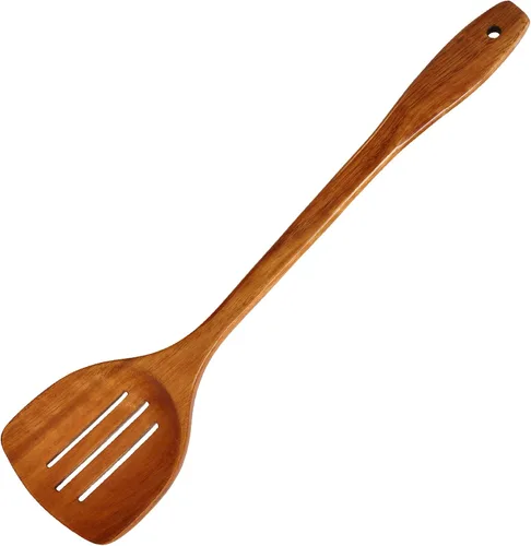Miniatura 10 de Espátula de madera, espátula ranurada, cucharón de sopa, juego de utensilios de mango largo, hecho a mano para utensilios de cocina