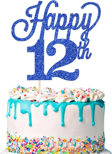 Miniatura 47 de 1 paquete de decoración para pastel de 12 años, purpurina negra número 12, doce cumpleaños, decoración para felicitaciones a 12 años de edad, 12