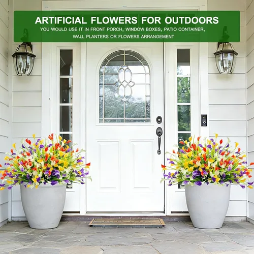 Miniatura 7 de TURNMEON 12 paquetes de flores artificiales de lirio de cala (240 cabezas), plantas falsas para exteriores, plantas falsas resistentes a los rayos