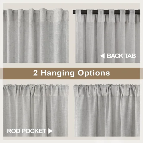Miniatura 35 de Pitalk Cortinas de lino para café de 24 pulgadas de largo, con bolsillo trasero, plisadas, estilo bohemio, granja, cocina, cortinas para ventana