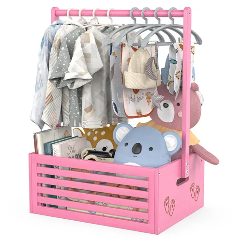 Miniatura 11 de BAMBOOHOMIE Cesta de Baby Shower, Canastas de Bebé con Asas y Percheros, Caja de Bebé para Baby Shower, Canasta de Regalo de Bienvenida para Bebé