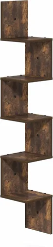 Miniatura 5 de Furinno Rossi - Estantes flotantes de esquina para pared, estante de pared cuadrado de esquina de 5 niveles, estante flotante radial en forma de S