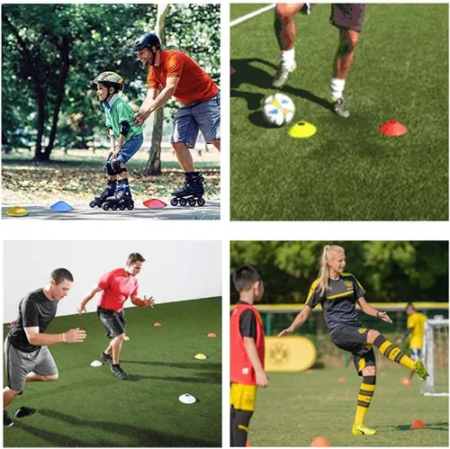 Miniatura 6 de Conos de fútbol (50 unidades), cono de disco de entrenamiento de agilidad, cono deportivo de plástico con bolsa de transporte y soporte para fútbol