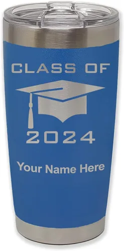 Miniatura 28 de LaserGram Vaso aislado al vacío de 20 onzas, grado de tapa clase de 2024, 2025, 2026, 2027, 2028, grabado personalizado incluido (negro)