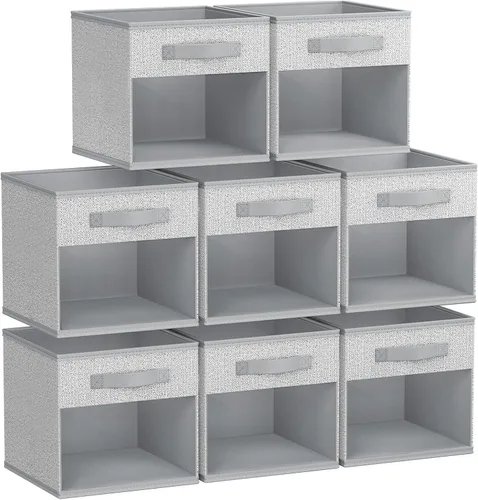 Miniatura 43 de DIMJ Cubo de almacenamiento, 6 paquetes de contenedores plegables con asas, contenedores de tela para organización, cubos organizadores